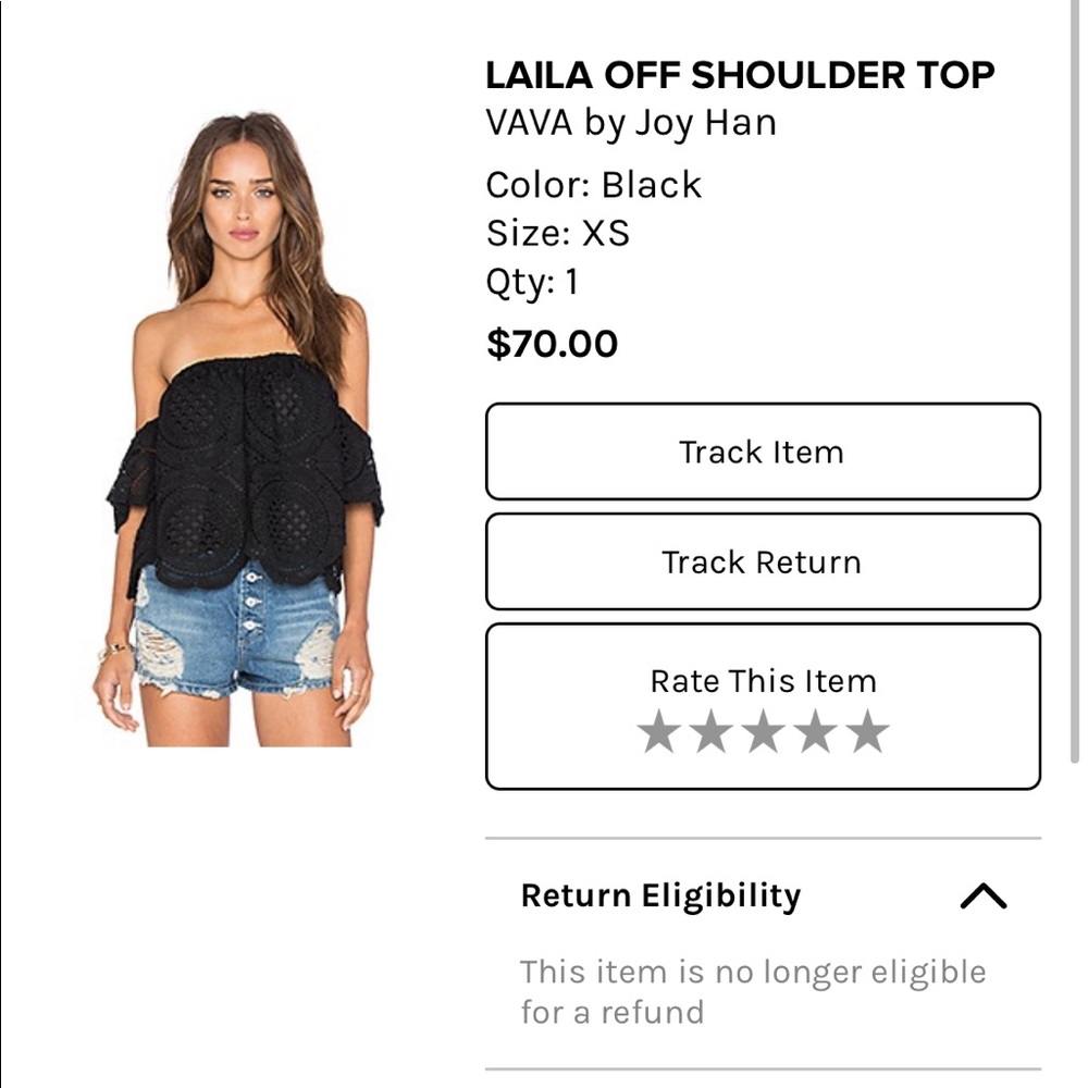 Vava by joy Han crop off the shoulder lacy top